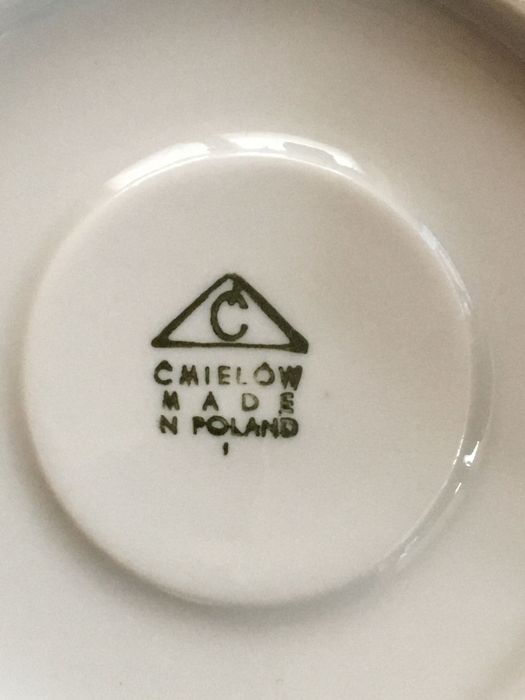Ćmielów, filiżanka, spodek, używane, ubicie, rysy