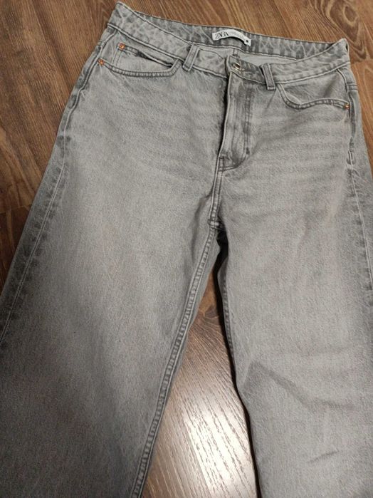 Zara - szare jeansy z szerokimi nogawkami rozmiar 38