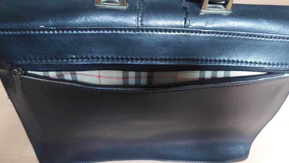 Unikatowa, duża skórzana teczka/ aktówka, Vintage!