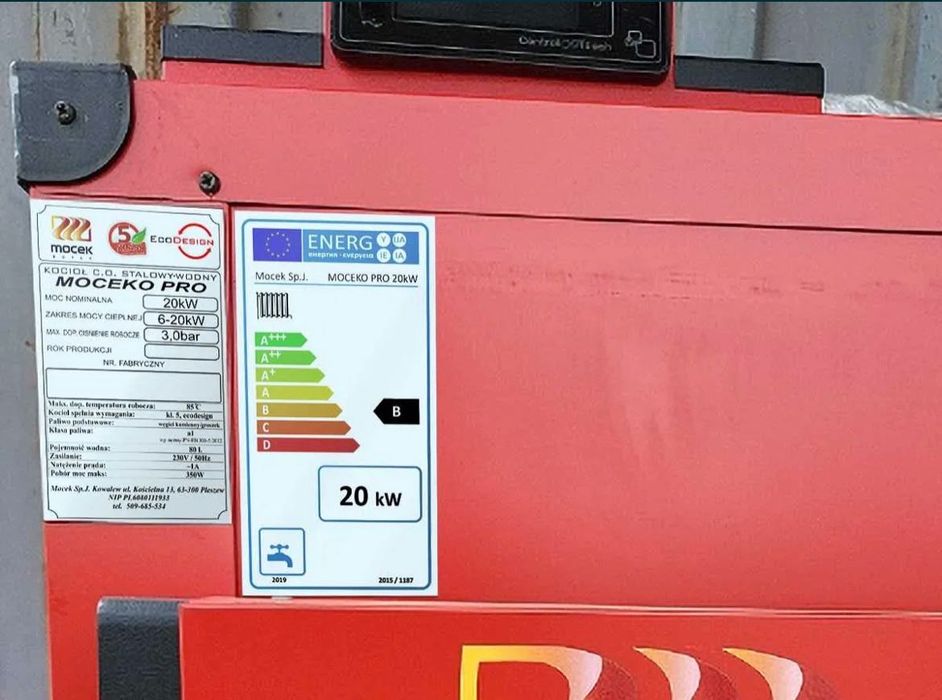 Kocioł piec Mocek z podajnikiem 20 kw 5 klasa ekogroszek pellet drewno