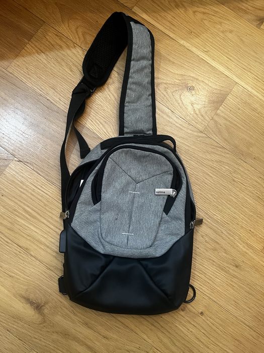 Сумка-рюкзак через плече Optima / Sling Bag сіро-чорна