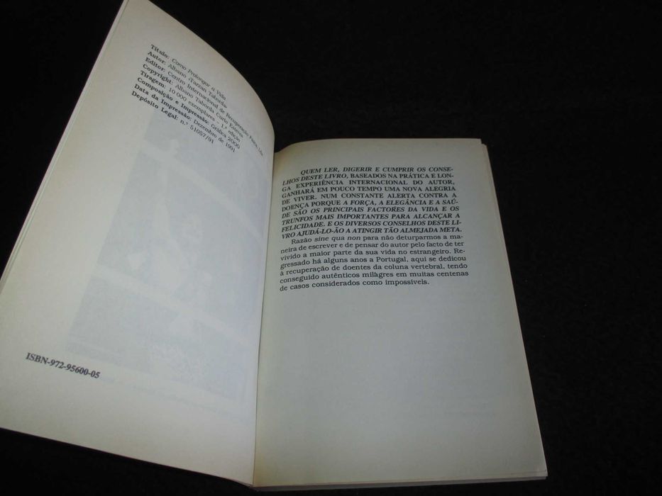 Livro Como Prolongar a Vida com Força Tarzan Taborda Autografado