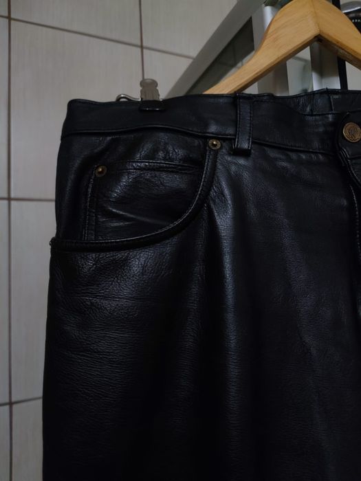 skórzane spodnie L damskie w typie dzwony z rozszerzonymi nogawkami so