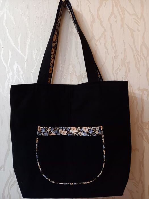 Джинсова сумка шопер з аплікацією