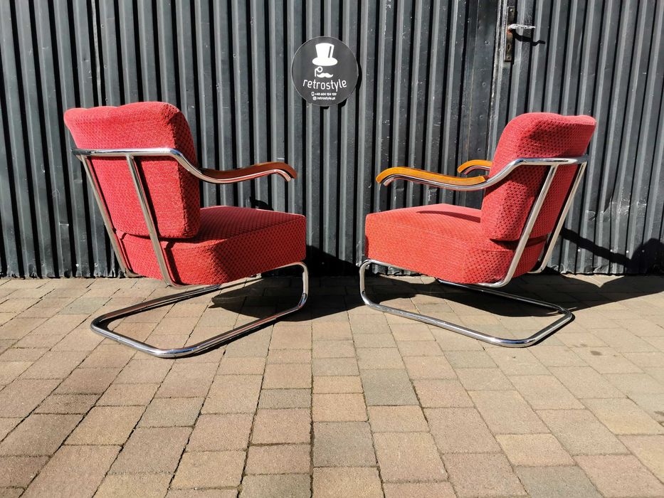 Unikatowy fotel chrom Mücke & Melder / Thonet, Czechosłowacja '30-'50