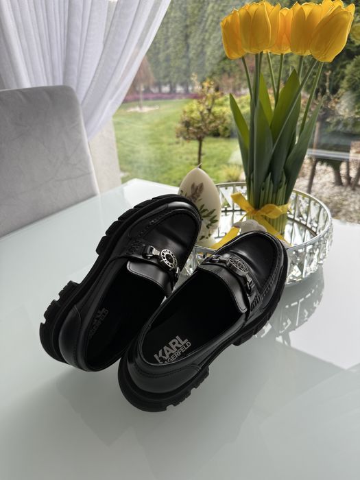 Polbuty skorzane mokasyny Karl Lagerfeld