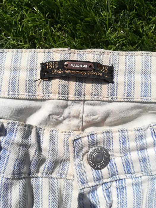 calças riscas azuis pull and bear 38
