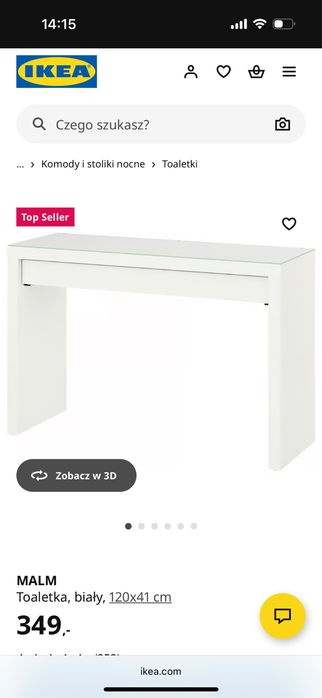 Toaletka biała Malm 120x40