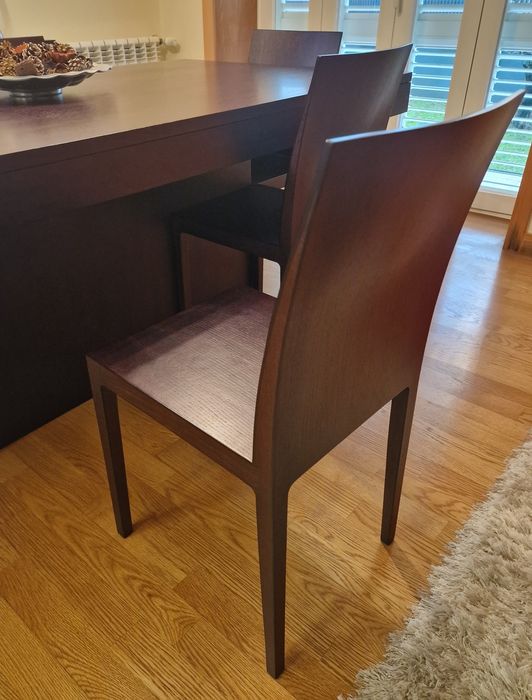 6 cadeiras de mesa de jantar - madeira maciça cor wengue