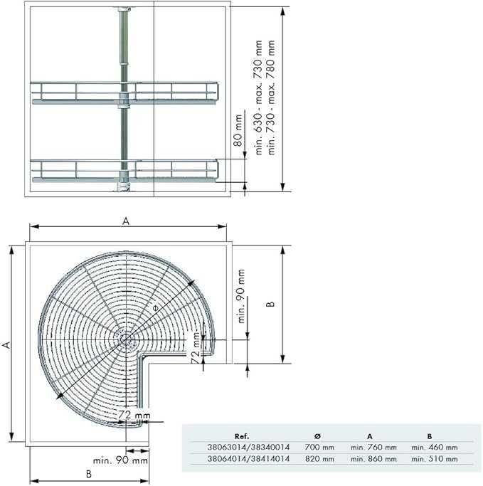 Menage Confort Zestaw 2 tacek obrotowych 270° narożna szafka kuchenna