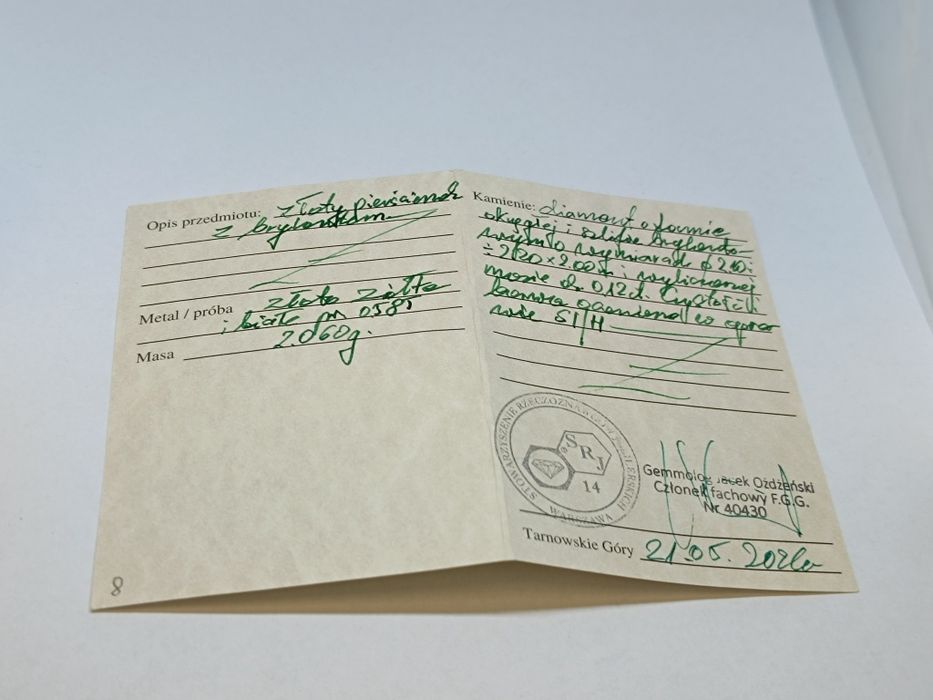 Złoty pierścionek z brylantem roz.18 złoto próby 585