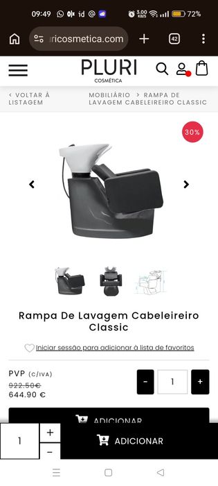 Rampa de lavagem cabeleireiro