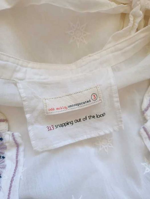 Odd Molly biała haftowana sukienka boho Y2K romantic