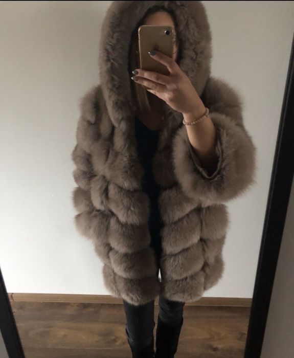 Futro i kamizelka w jednym kaptur futro lisa hit