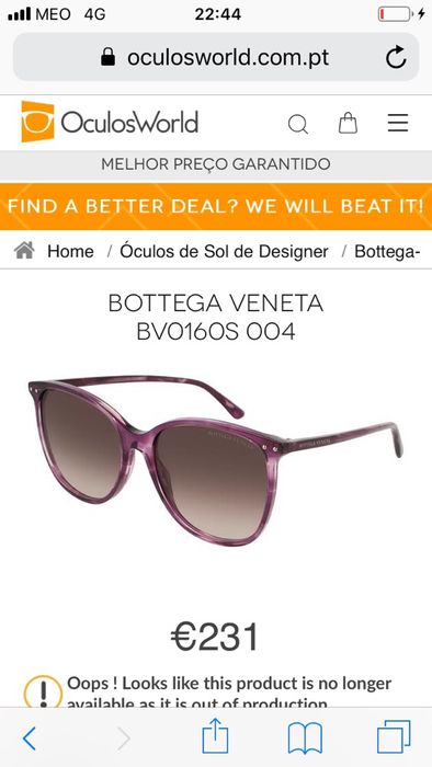 BAIXA! Óculos de sol de senhora autênticos Bottega Veneta. Novos!