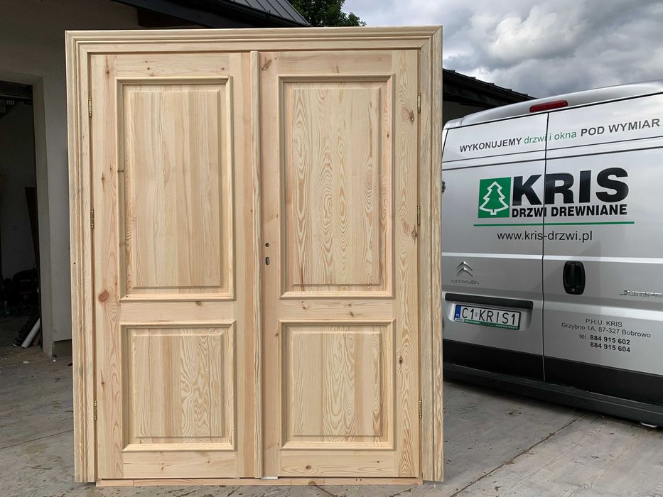 Drzwi wewnętrzne drewniane dwuskrzydłowe lite sosnowe Na każdy Wymiar