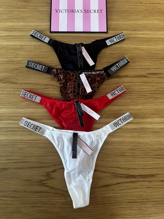 4 x stringi Victoria’s Secret rozmiar L, cyrkonie