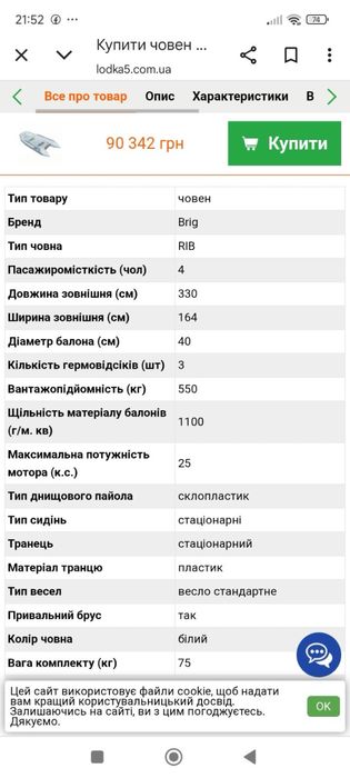 Човен BRIG Falcon + лафет