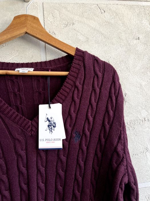 Nowy Oryginalny Sweter Damski U.S Polo Assn. Burgundowy Kaszmir XXL