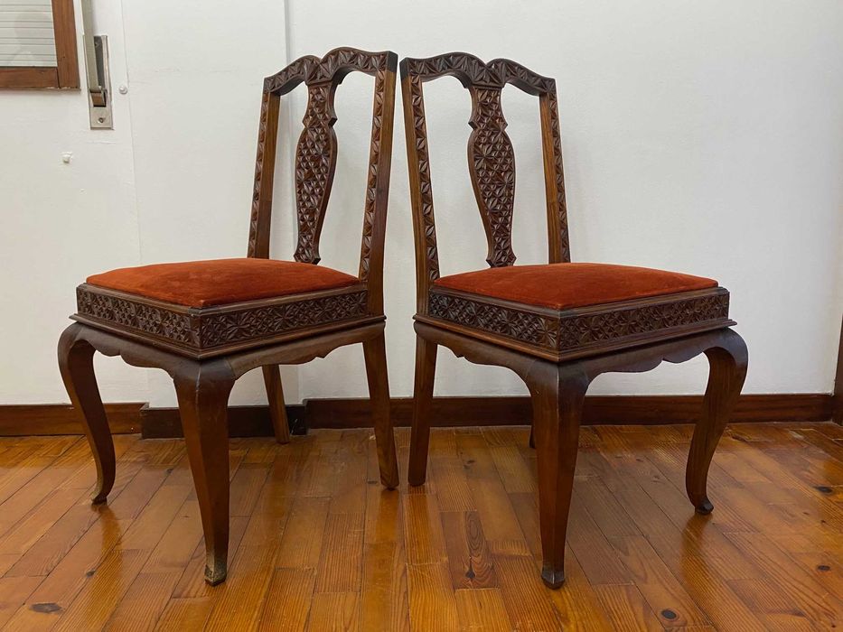 6 cadeiras de mesa de sala trabalhadas dos 60