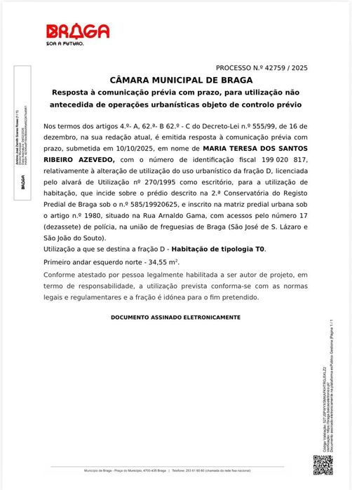 Apartamento T1 em Braga, Maximinos para recuperar - Oportunidade Única