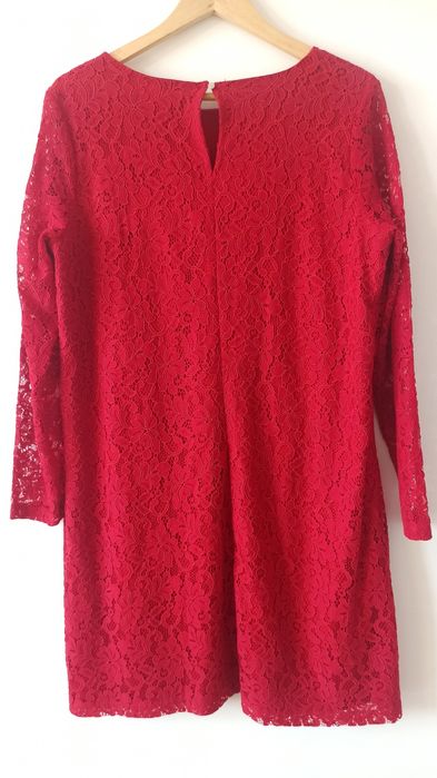 Klasyczna sukienka czerwona koronkowa Mohito basic XL, elegancka, na r
