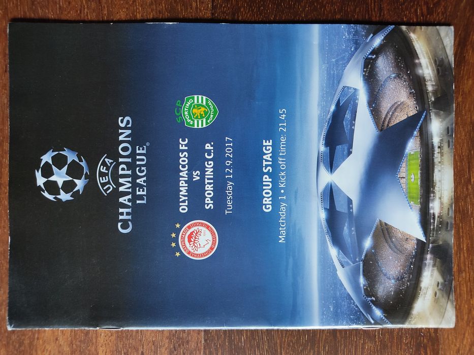 Programa de jogo Olympiacos Sporting 2017/18 Champions league