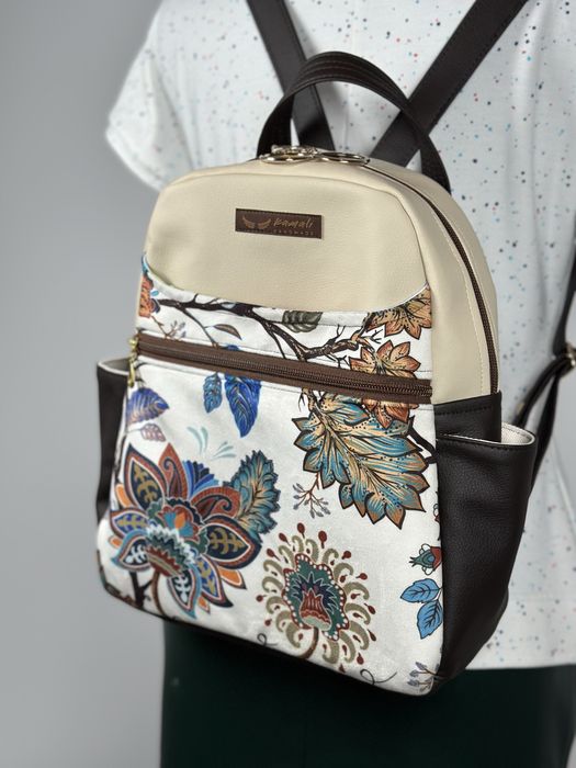 Plecak handmade welur i ekoskóra