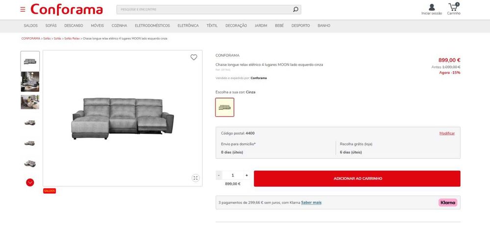 Sofá Chaise Long Elétrico