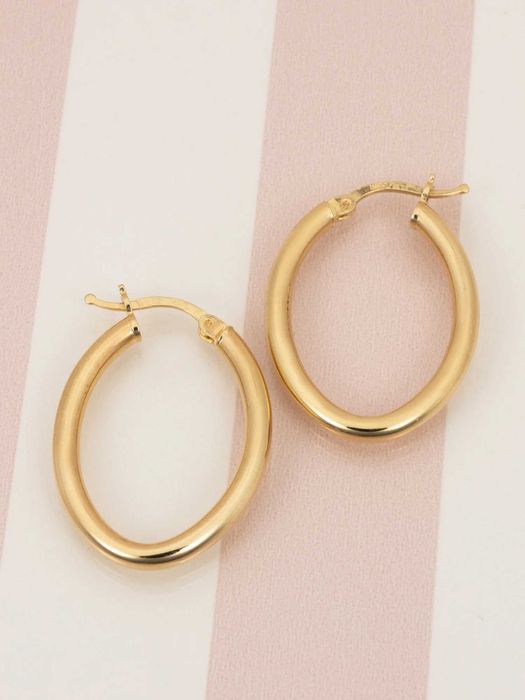 Złote kolczyki owalne kółka duże 585, kolczyki złoto 585