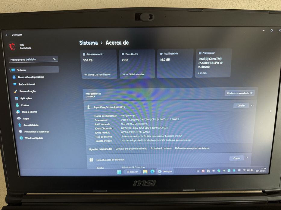MSI GAMING G SERIES (GL62 6QF)