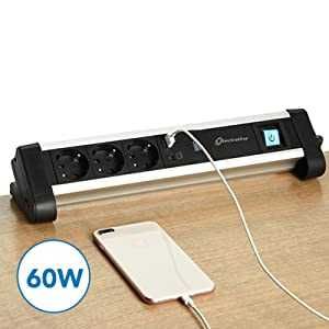 Nova! Extensão 3 soquetes Schuko + 2 portas USB A  e C 60W