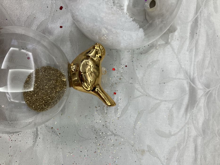 Ёлочные игрушки, шары с птичкой