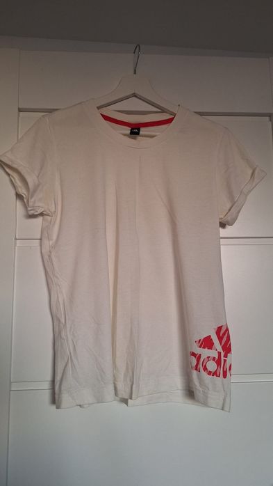 Tshirt Adidas M biało czerwony z logo