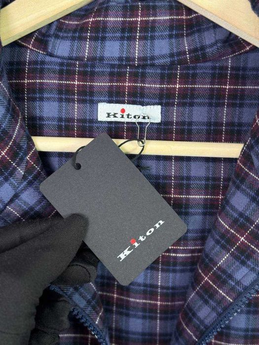 Синяя рубашка овершот Kiton рубашка в клетку Китон сорочка куртка рубашка с капюшоном p049