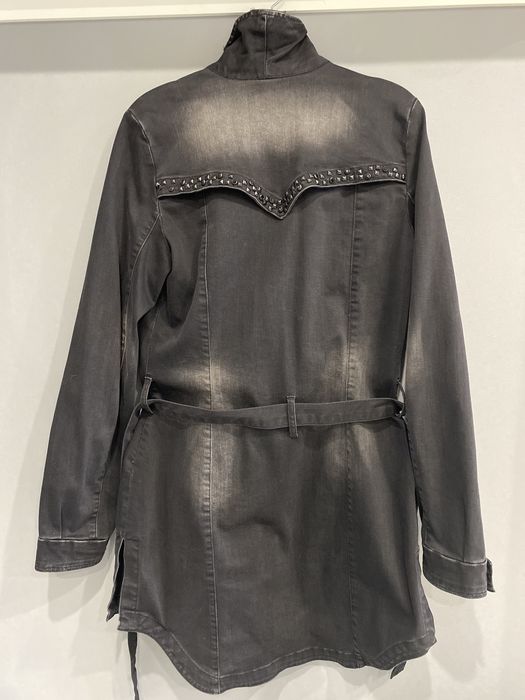 Джинсовый пиджак длинный