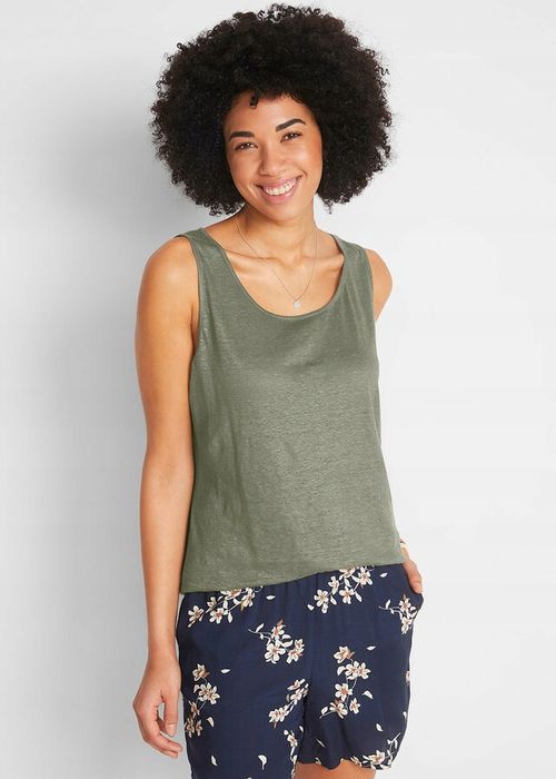 Top oliwkowy lniany ^52/54