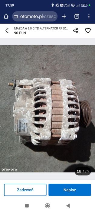 MAZDA 6 2.0 Citd Alternator RF5C F-vat
