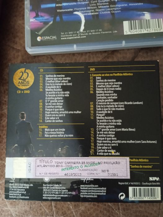 CD e DVD de Tony Carreira