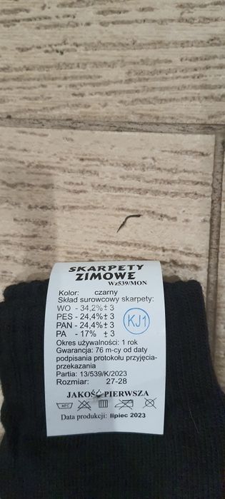 Skarpety męskie zimowe z wełną wz539/MON 27-28 3 pary