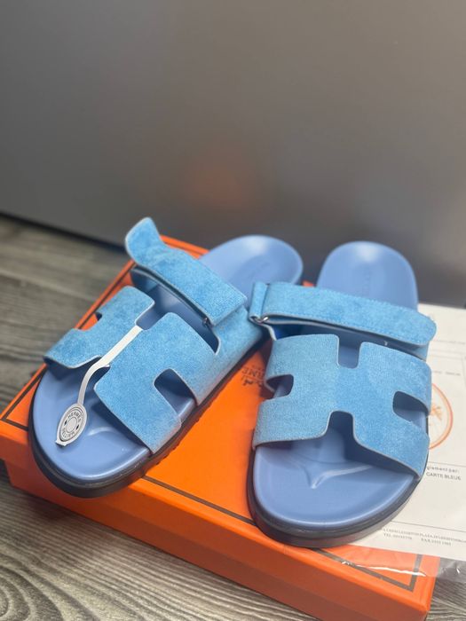 Шльопанці Hermes шльопки босоніжки жіночі шкіряні натуральні chypre шипри замш замшеві