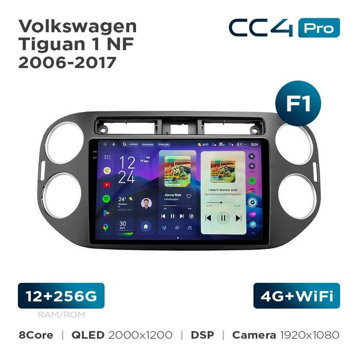 Штатна магнітола Teyes CC4 Pro 2k 8+128 Gb Volkswagen Tiguan 1 NF 2006-2017
