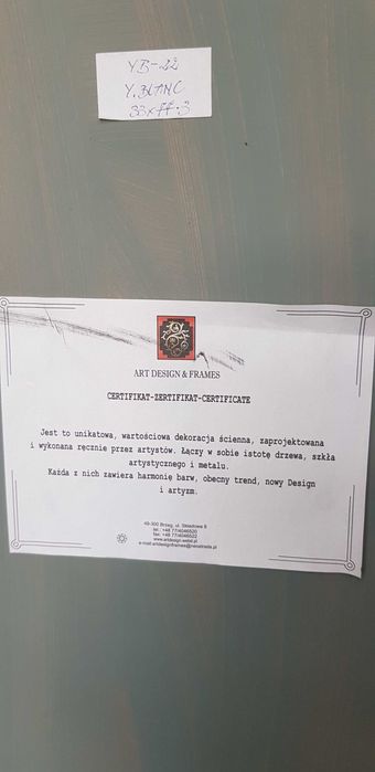 Obraz tryptyk z certyfikatem ART DESIGN & FRAMES