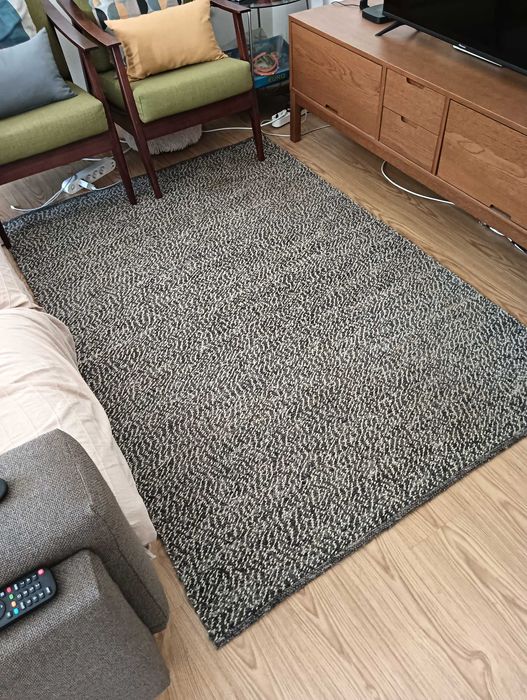 Tapete, tecelagem plana, preto/cru, 136x200 cm