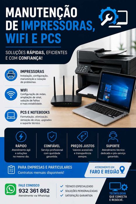 MANUTENÇÃO DE COMPUTADORES, WIFI E IMPRESSORAS