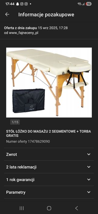 Łóżko do masażu nowe