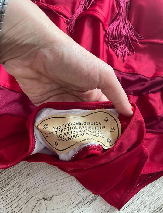Piękny burgundowy strój kąpielowy frędzle roz XL