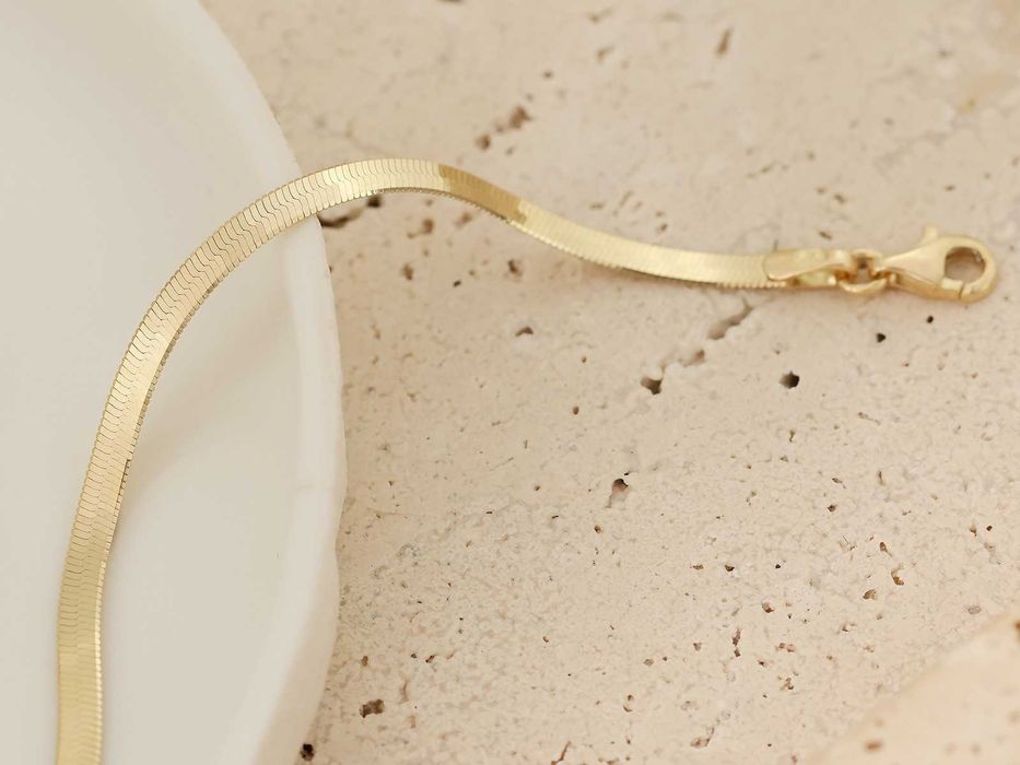 Złota bransoletka delikatna taśma płaski splot 2.8mm PR 585