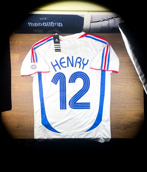 XL) THIERRY HENRY 12 FRANCE FINAŁ WORLD CUP 2006 Francja Vintage Adidas Nowa Biała Wyjazdowa Piłkarska Koszulka Sportowa T-shirt Kolekcjonerska Jersey