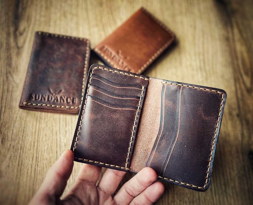 Ręcznie wykonany portfel ze skóry naturalnej minimalistyczny handmade